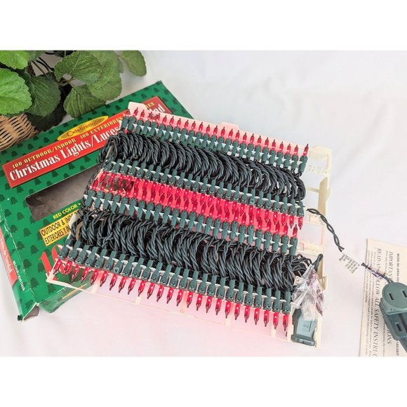 Vintage Red String Lights Christmas Outdoor Indoor Christmas Lights NOS NIB - Picture 6 of 7